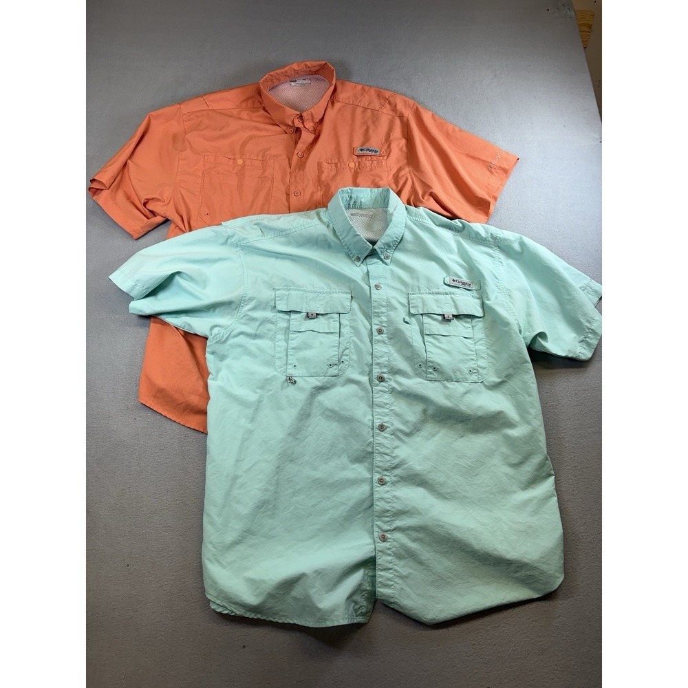 Columbia PFG Omni-Shade Fishing Shirts Mens XLT Vented Short Sleeve Lot Of 2‎